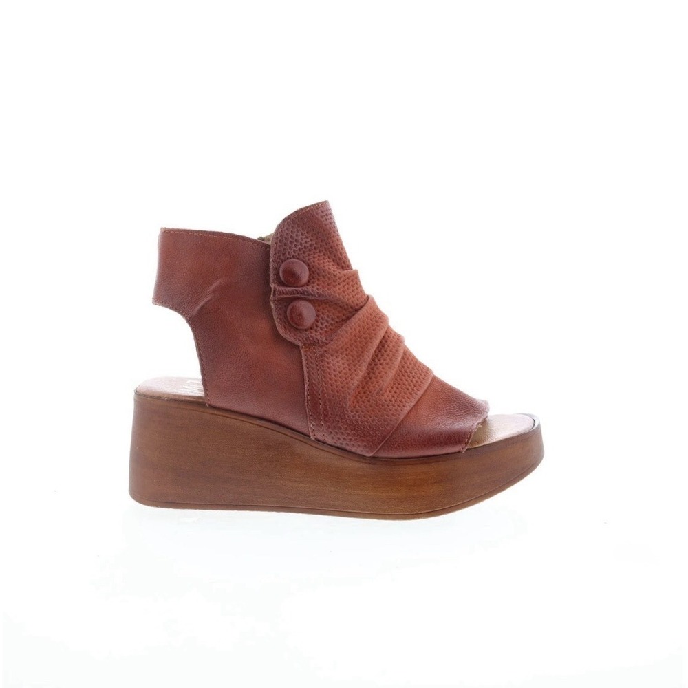Miz Mooz Greenwich Womens Brown Leather Zipper Platform Sandals Shoes SZ 49